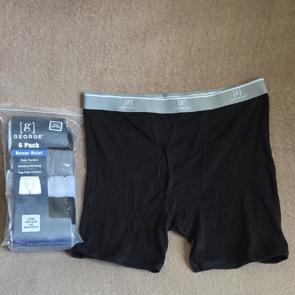 George Men's Black and Gray Boxer Briefs 6 Pack